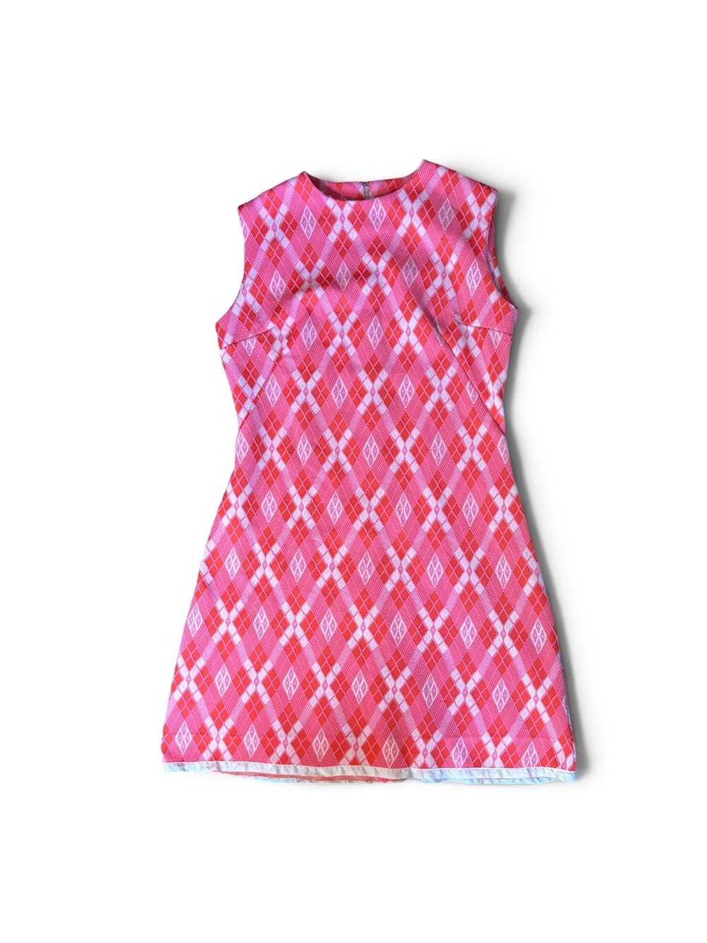 Pink Argyle Sleeveless A-Line Mod Babydoll Vintage dress